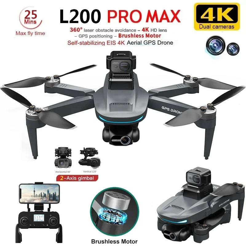 L200 PRO MAX Drone 4K 2-Axis P - Drone Camera Wide Angle recension och pris