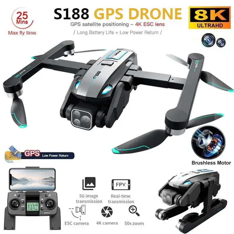 S188 Professional 8K GPS Drone - Drone Camera Professional recension och pris